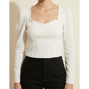 Topshop Cream Milk Maid Prairie Puff Long Sleeve Crop Top Size 10